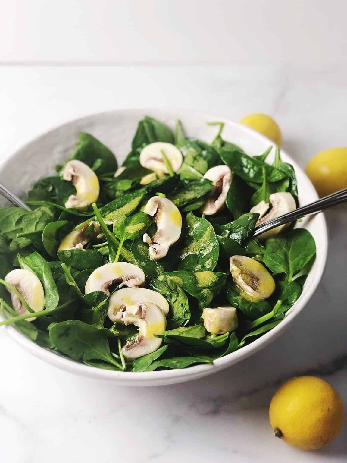 Spinach and Mushroom Salad (Easy 10Minute Recipe) • Keeping It Simple Blog