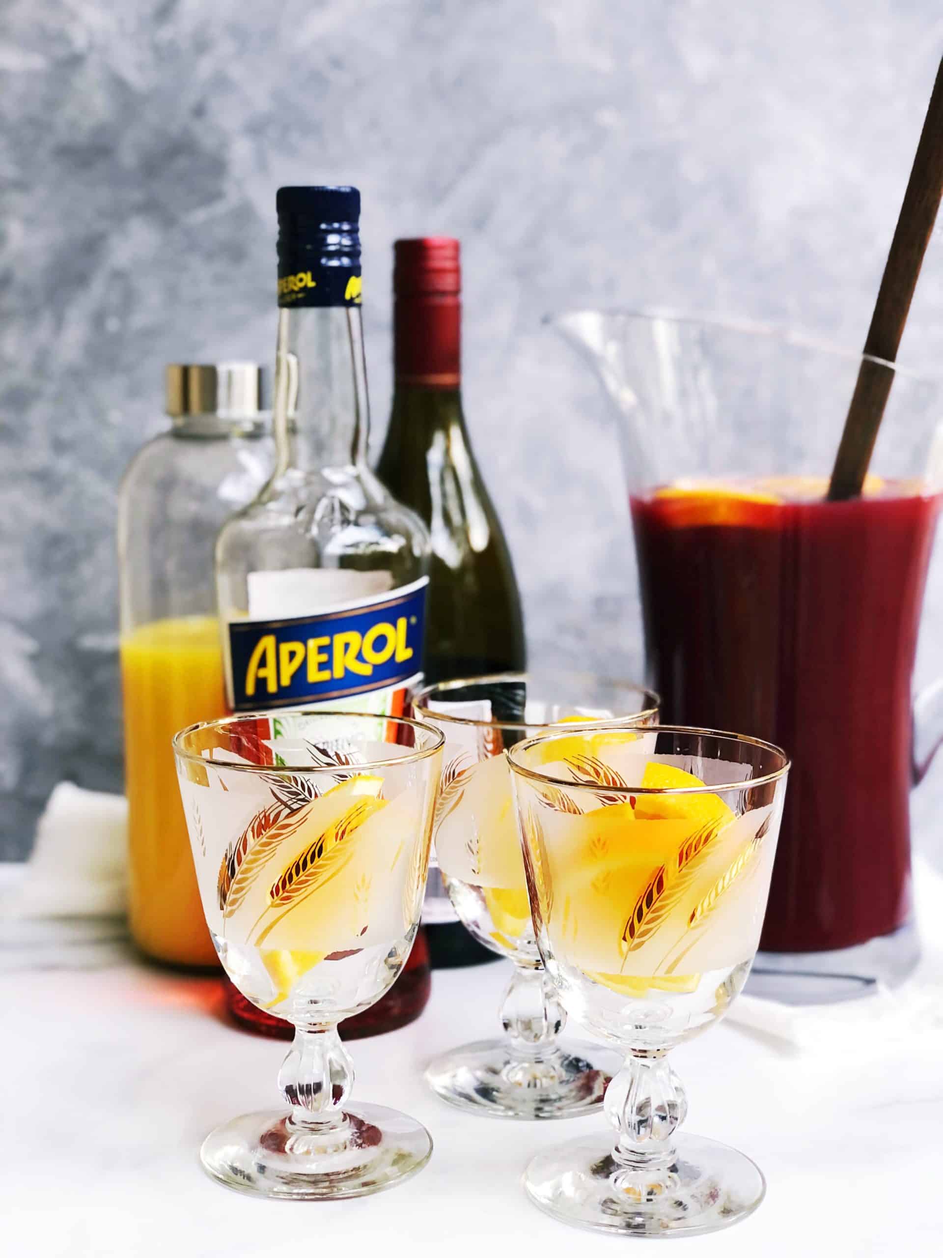 easy red sangria recipe ingredients on a table