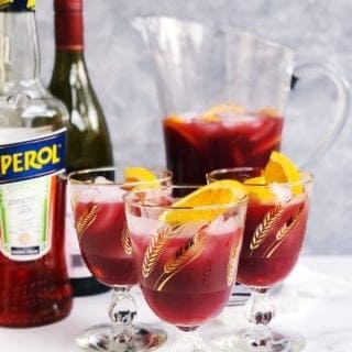 easy red sangria in glasses on a white counter