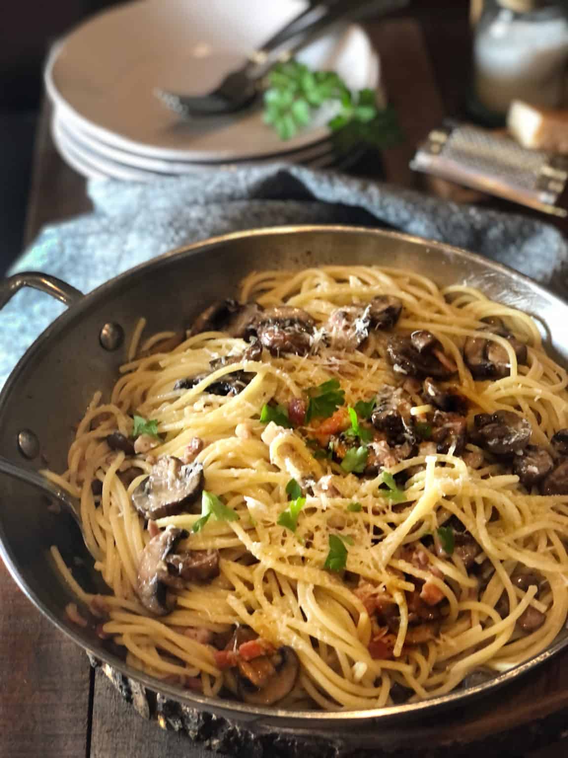 Pasta with Pancetta and Mushrooms • Keeping It Simple Blog