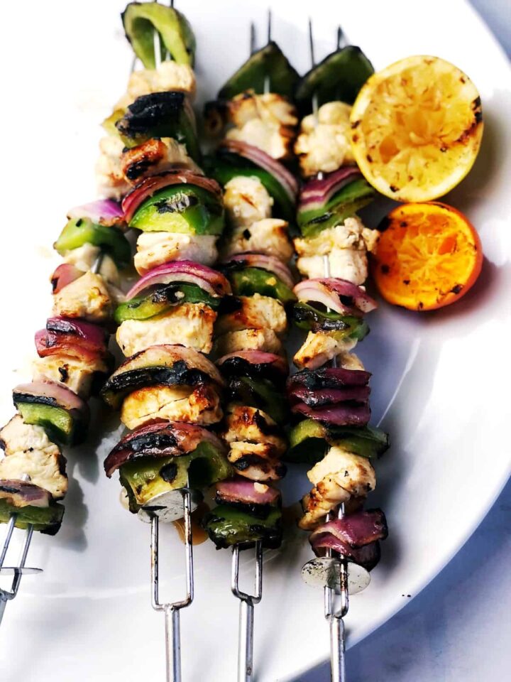 chicken kabobs side view