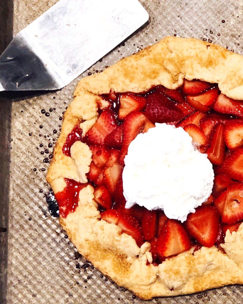 strawberry galette with whipped cream