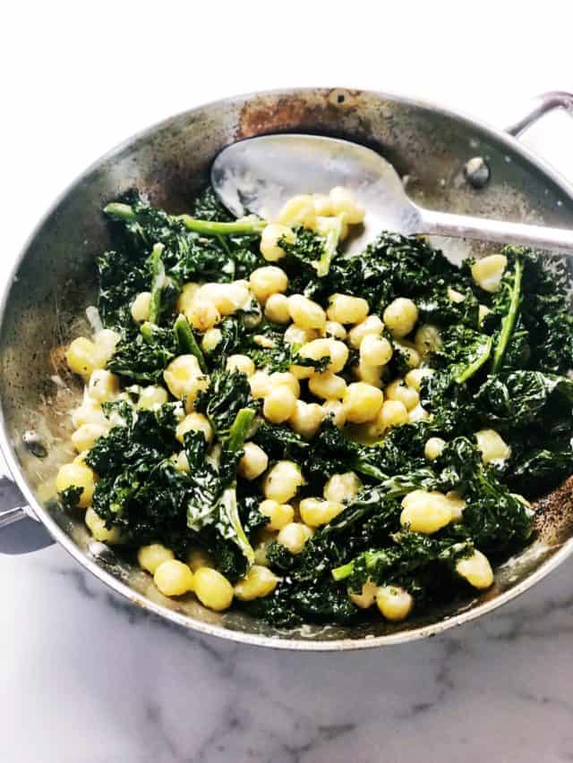 Pan Fried Gnocchi with Kale and Parmesan Cream • Keeping It Simple Blog