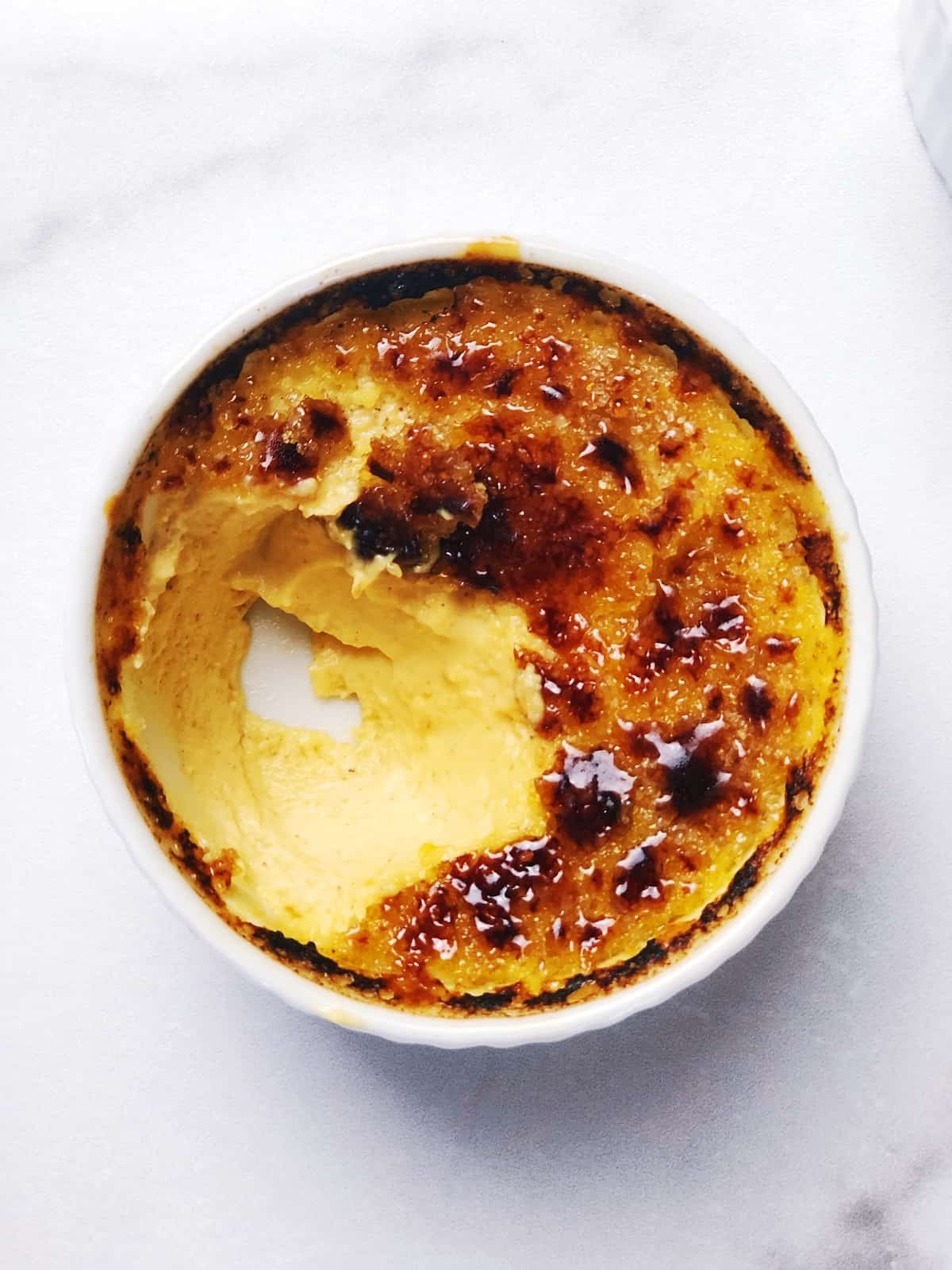 pumpkin creme brûlée in ramekin