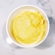 chilled ice cream in an ice cream container from a top view