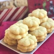 Baked pizzelle cookies on a plate.