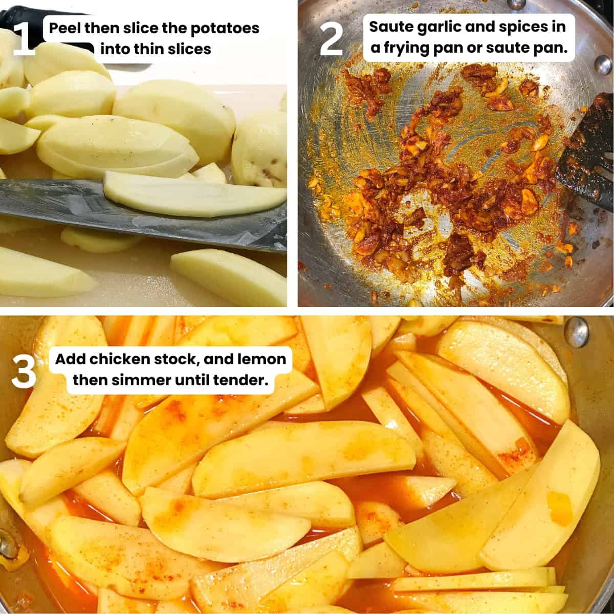 Preparing the stovetop golden potatoes with turmeric.
