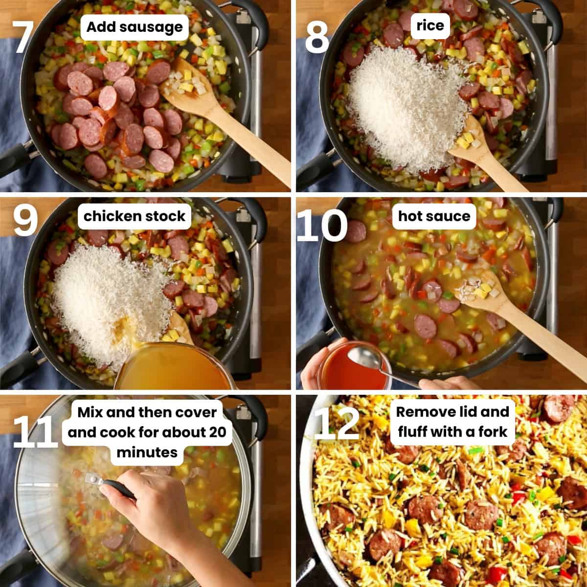 Preparing the Cajun jambalaya.