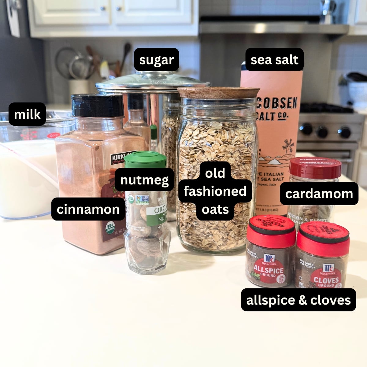 Spiced oatmeal ingredients.