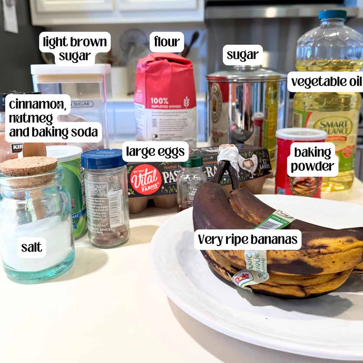 Ingredients for banana bread.