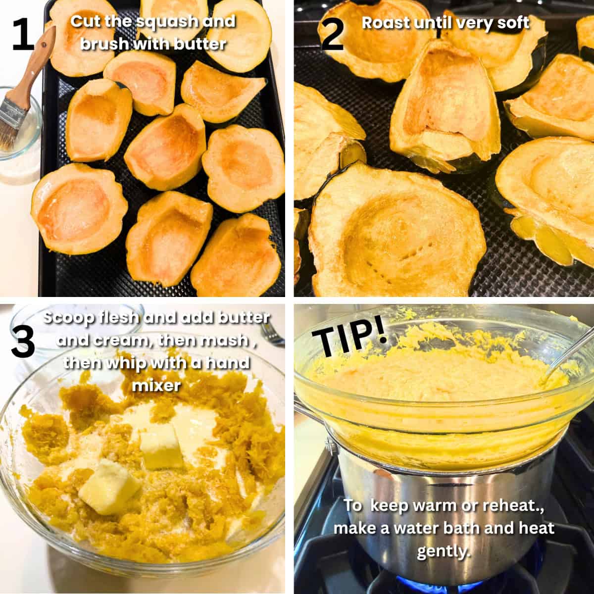 Preparing the acorn squash.